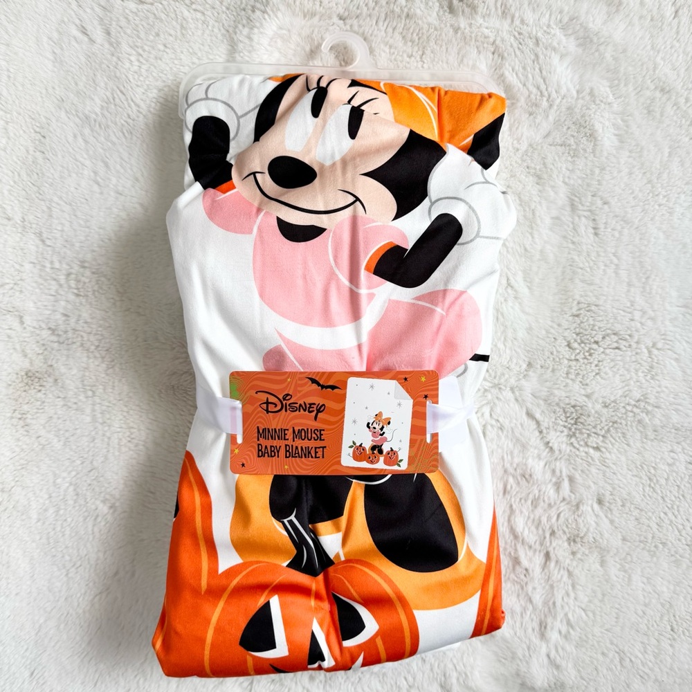 *NEW* Disney Minnie Mouse Halloween Blanket - Orange, Black, White